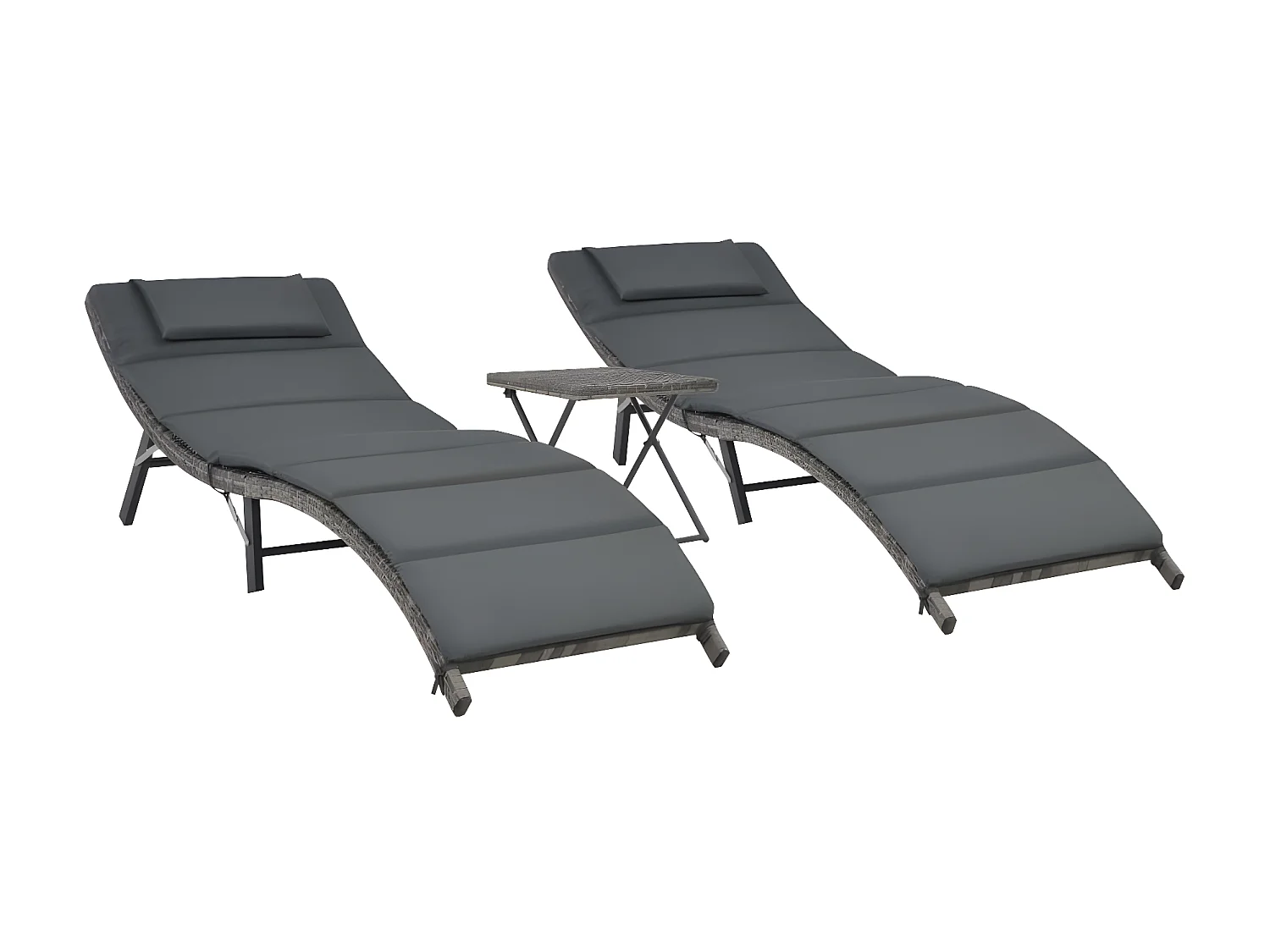 Set de muebles de jardín plegables 3 pzas ratán sintético gris ES95138