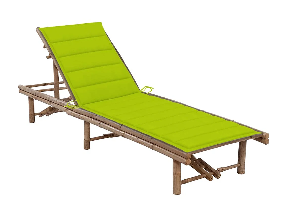 Bain de soleil de jardin avec coussin Bambou SEF18706