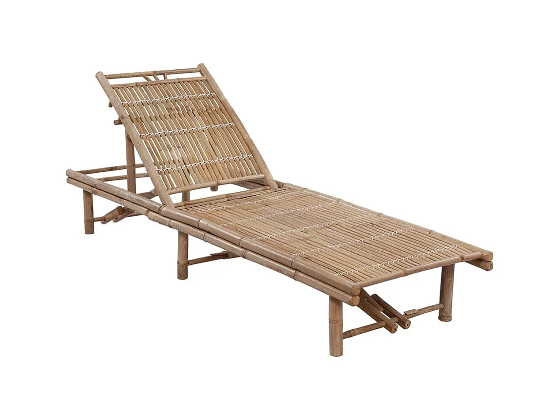 Tumbona de jardín con cojín bambú ES48930