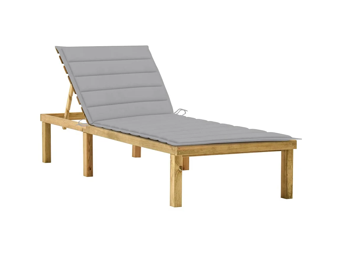 Bain de soleil avec coussin gris Bois de pin imprégné SEF39358