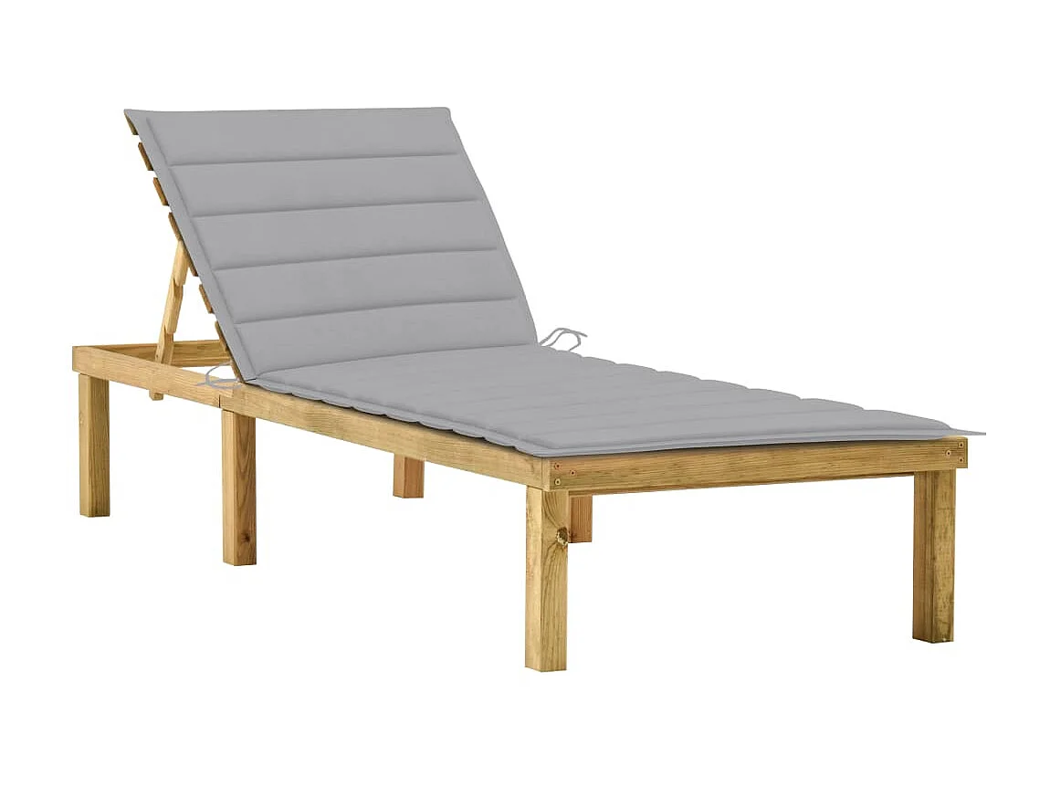 Bain de soleil avec coussin gris Bois de pin imprégné SEF39358