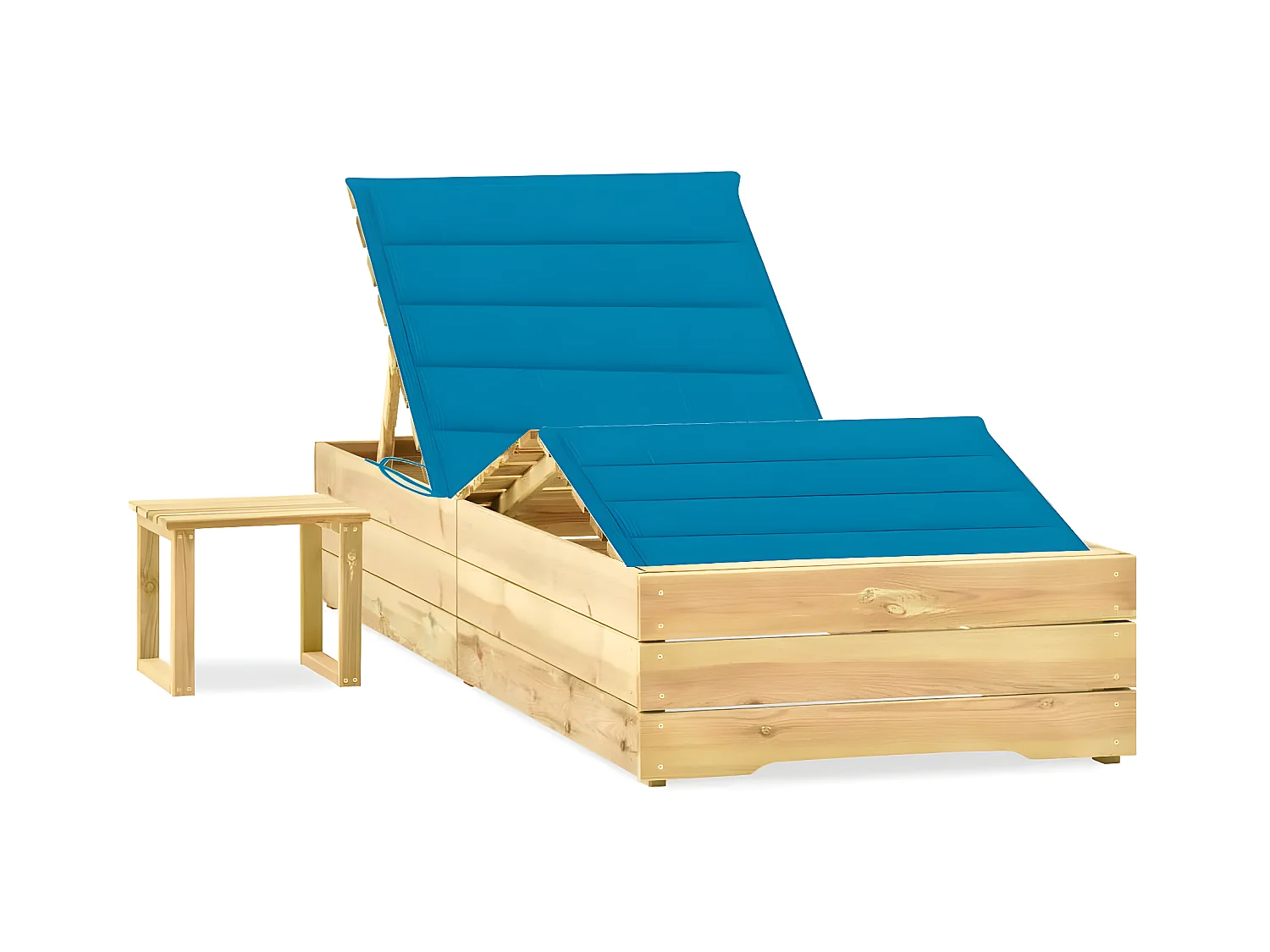 Bain de soleil de jardin avec table et coussin Pin imprégné SEF47114