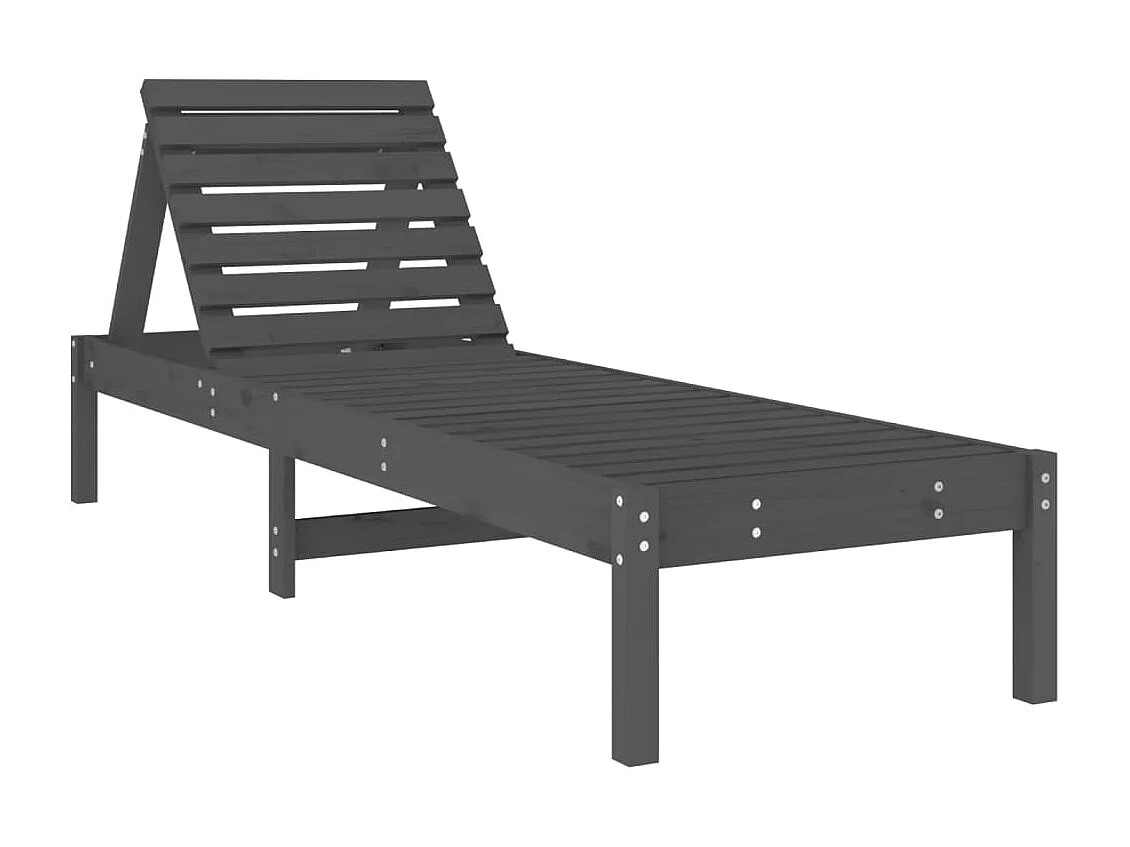 Tumbonas 2 unidades madera maciza de pino gris 199,5x60x74 cm ES60510