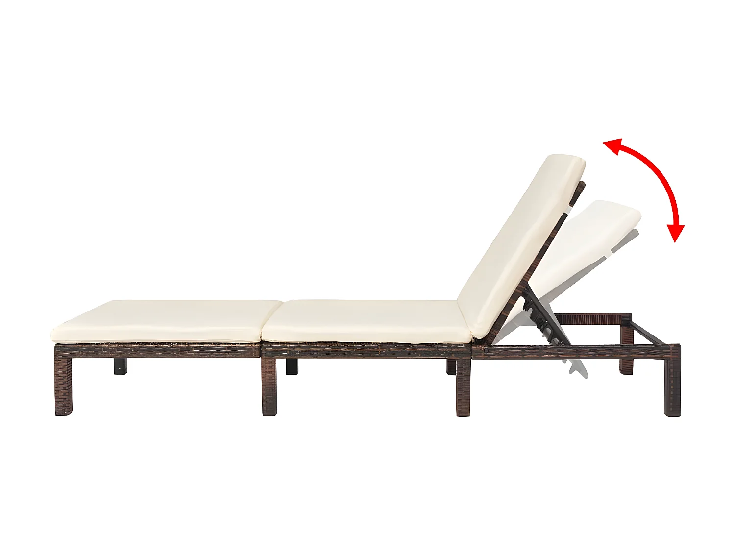 Bain de soleil avec coussin Résine tressée Marron SEF87033