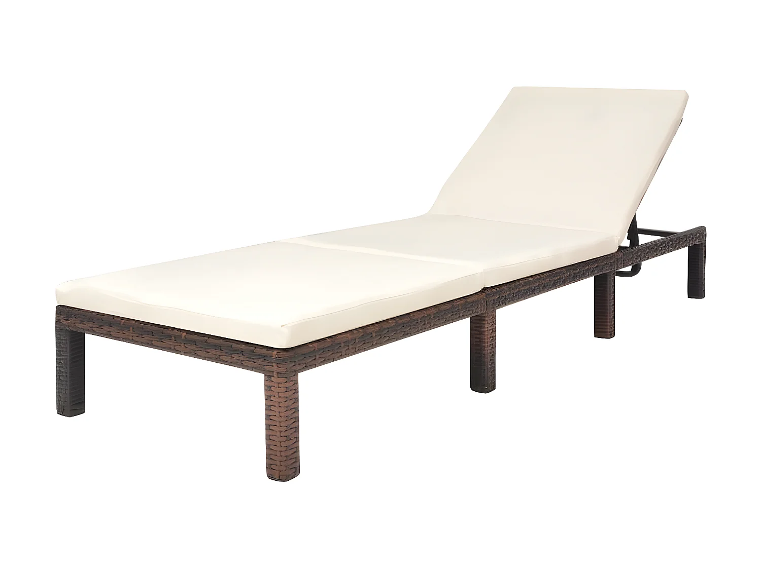 Bain de soleil avec coussin Résine tressée Marron SEF87033