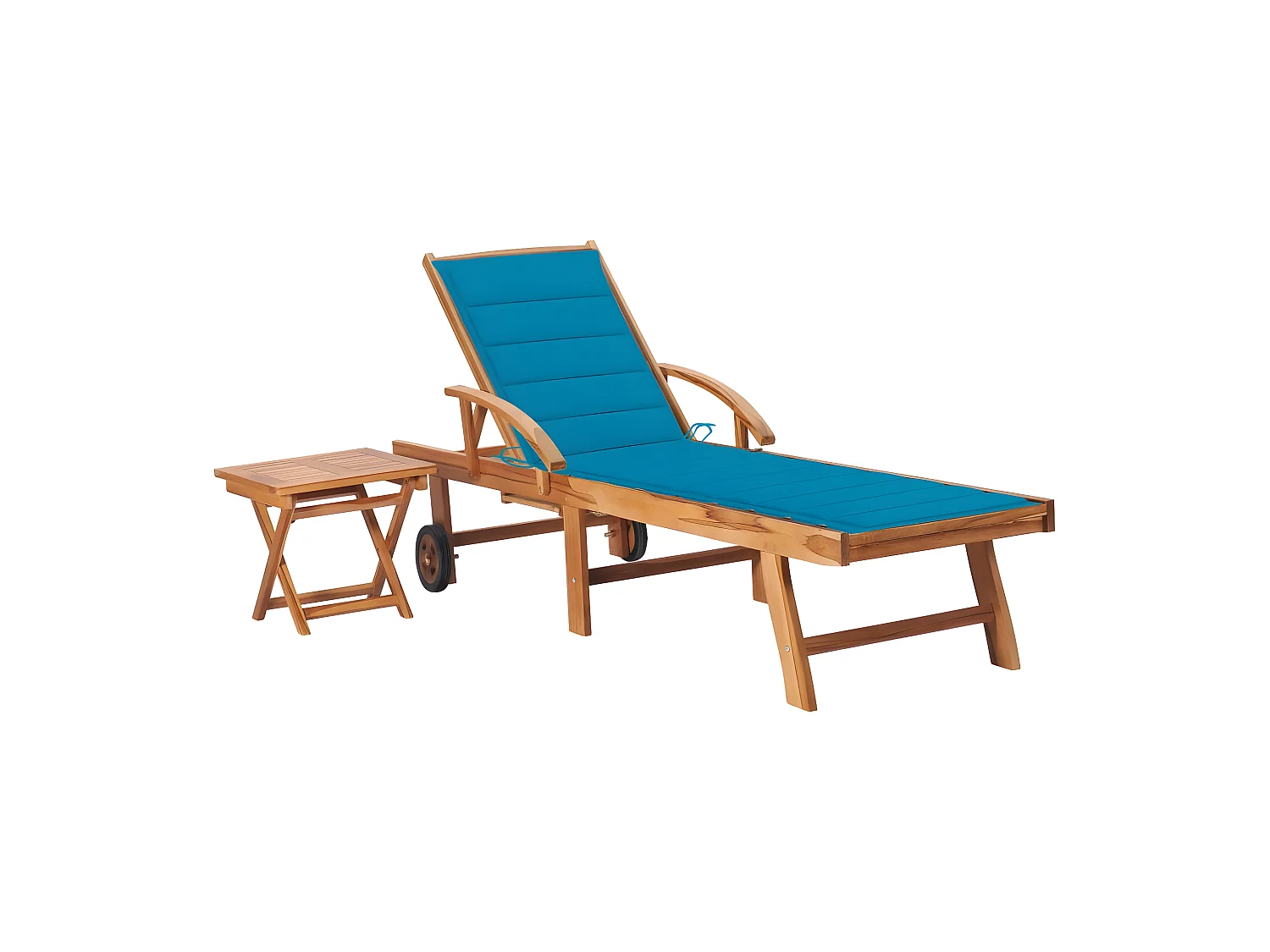 Bain de soleil avec table et coussin Bois de teck solide SEF19768