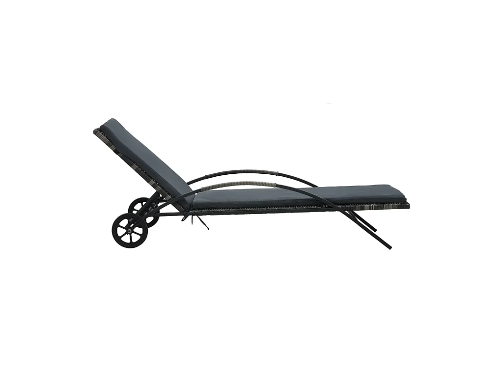 Bain de soleil avec coussin et roues Résine tressée Anthracite SEF39393