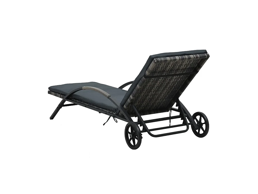 Bain de soleil avec coussin et roues Résine tressée Anthracite SEF39393