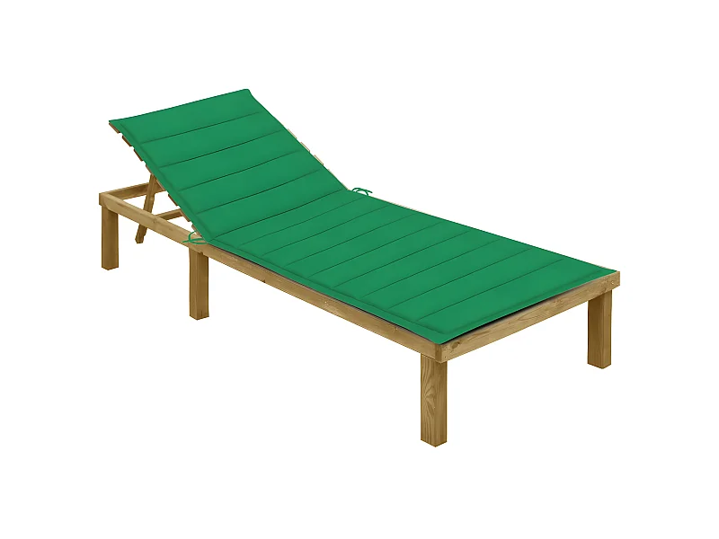 Tumbona con cojín verde madera de pino impregnada ES86695