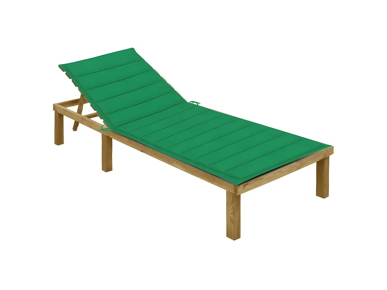 Bain de soleil avec coussin vert Bois de pin imprégné SEF20677