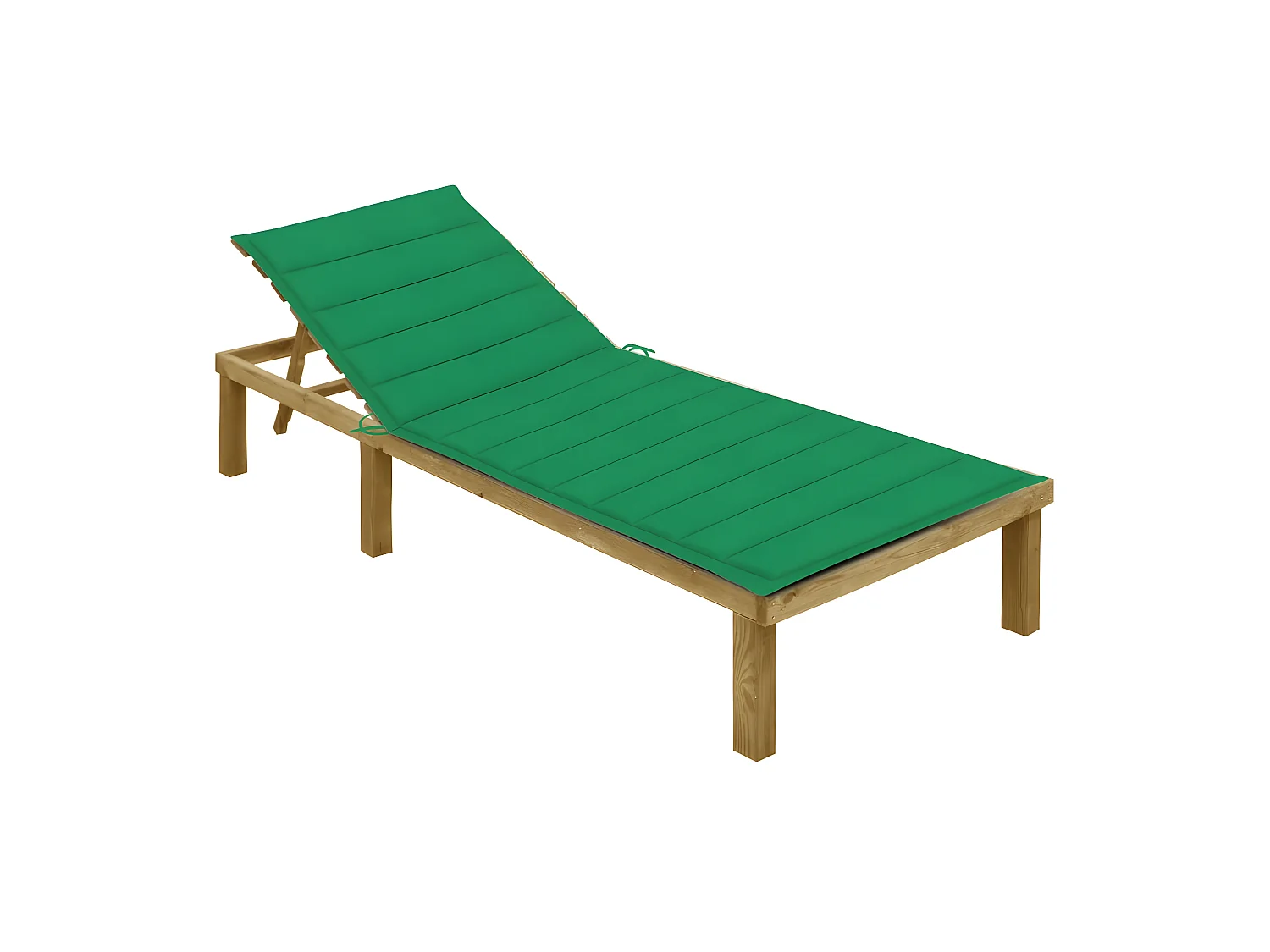 Bain de soleil avec coussin vert Bois de pin imprégné SEF20677