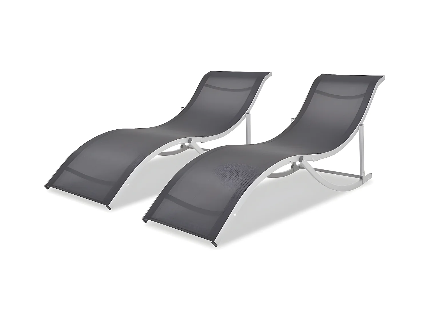 Bains de soleils pliantes 2 pcs Aluminium et Textilène SEF54472