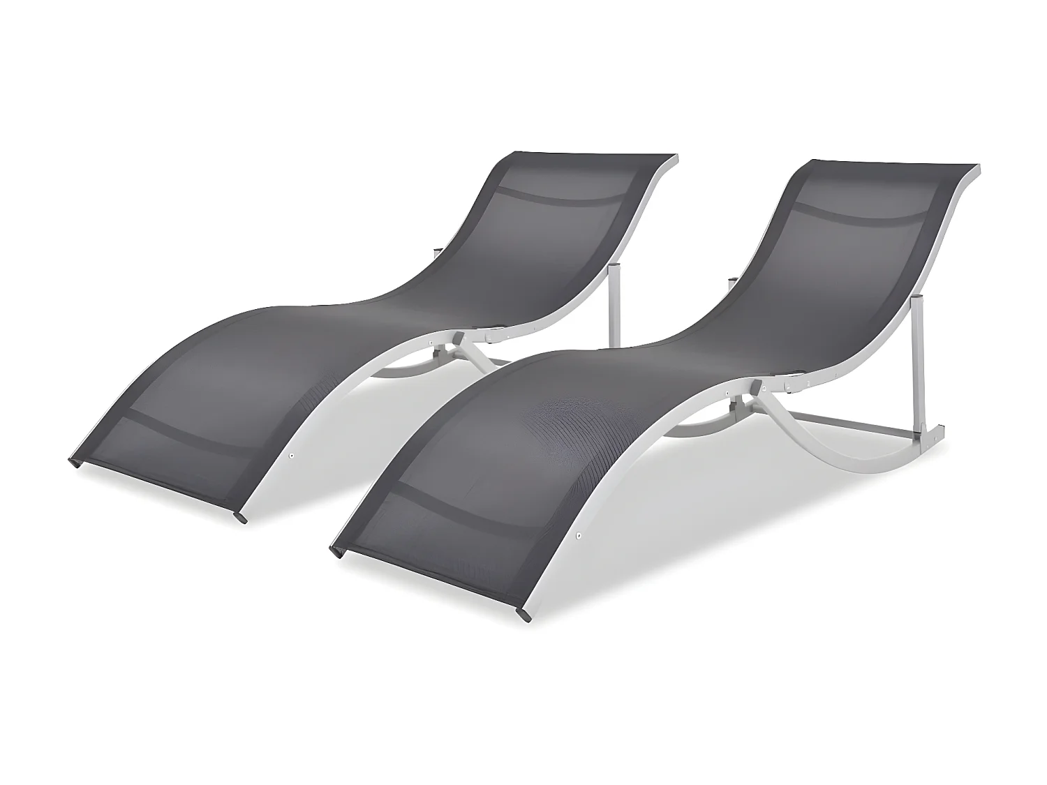 Bains de soleils pliantes 2 pcs Aluminium et Textilène SEF54472