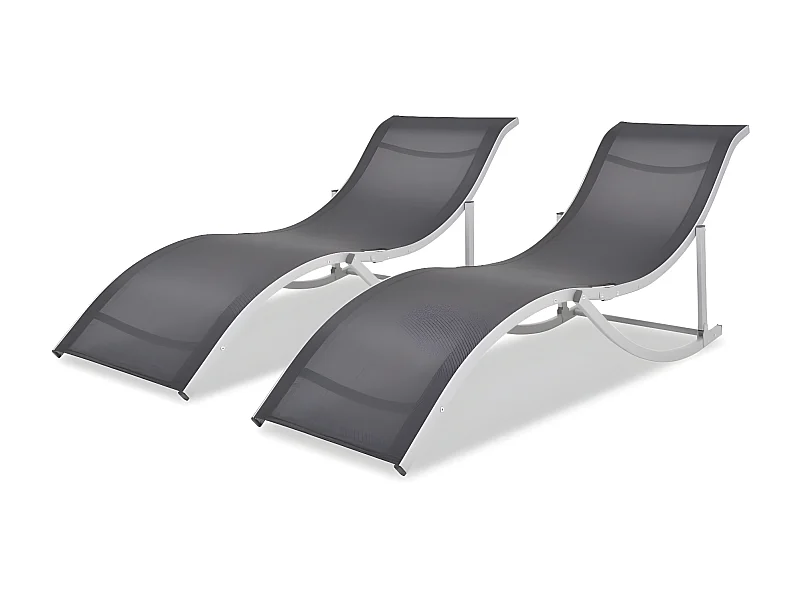 Bains de soleils pliantes 2 pcs Aluminium et Textilène SEF54472