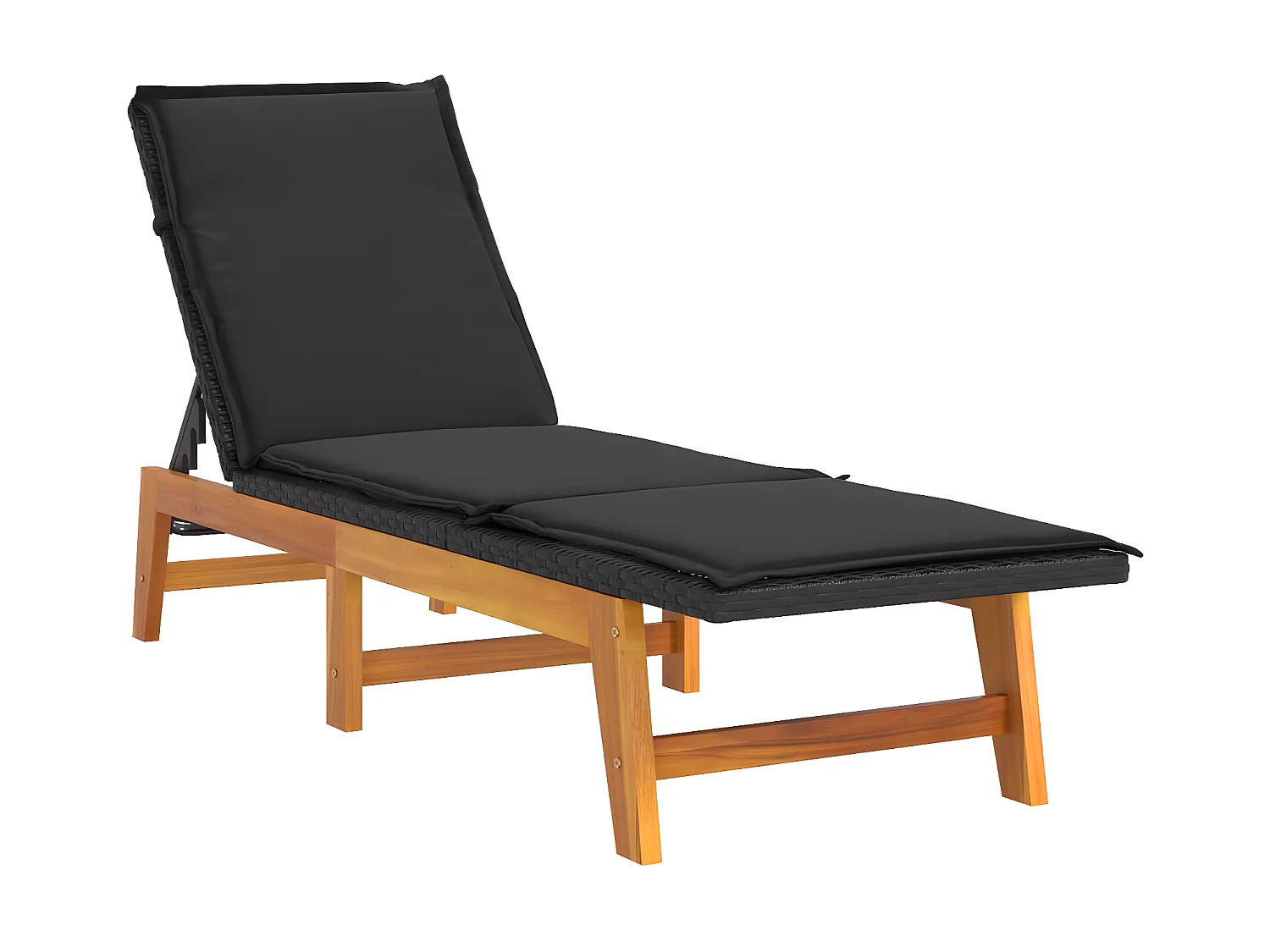 Tumbona con cojín ratán sintético y madera maciza acacia ES26309