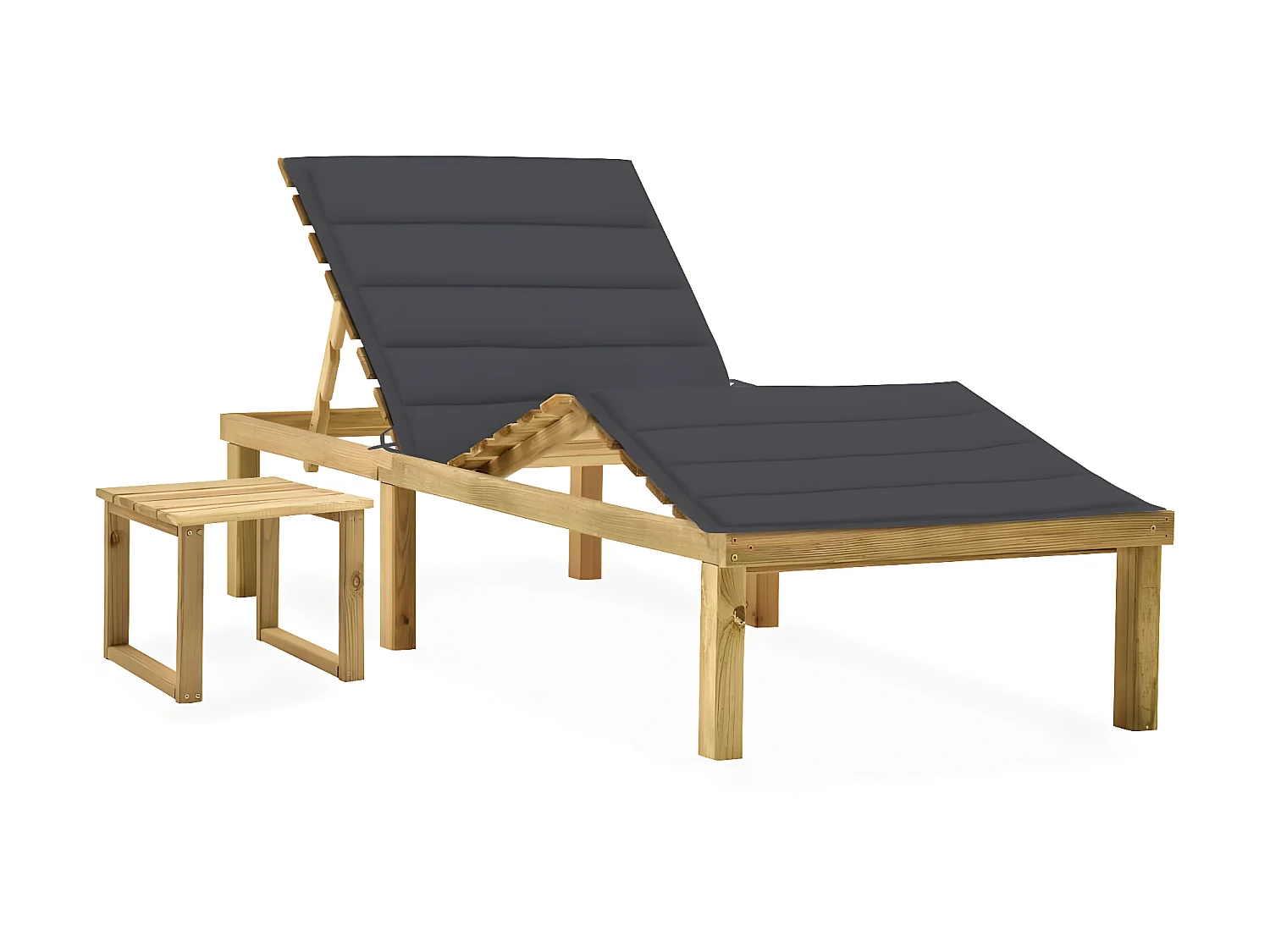 Bain de soleil de jardin avec table et coussin Pin imprégné SEF56950