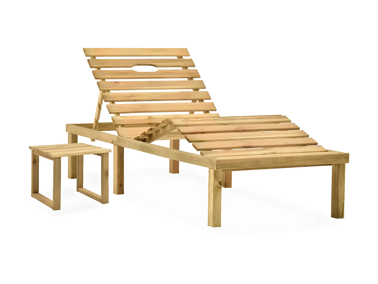 Bain de soleil de jardin avec table et coussin Pin imprégné SEF56950