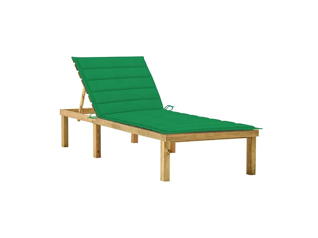 Bain de soleil avec coussin vert Bois de pin imprégné SEF46028