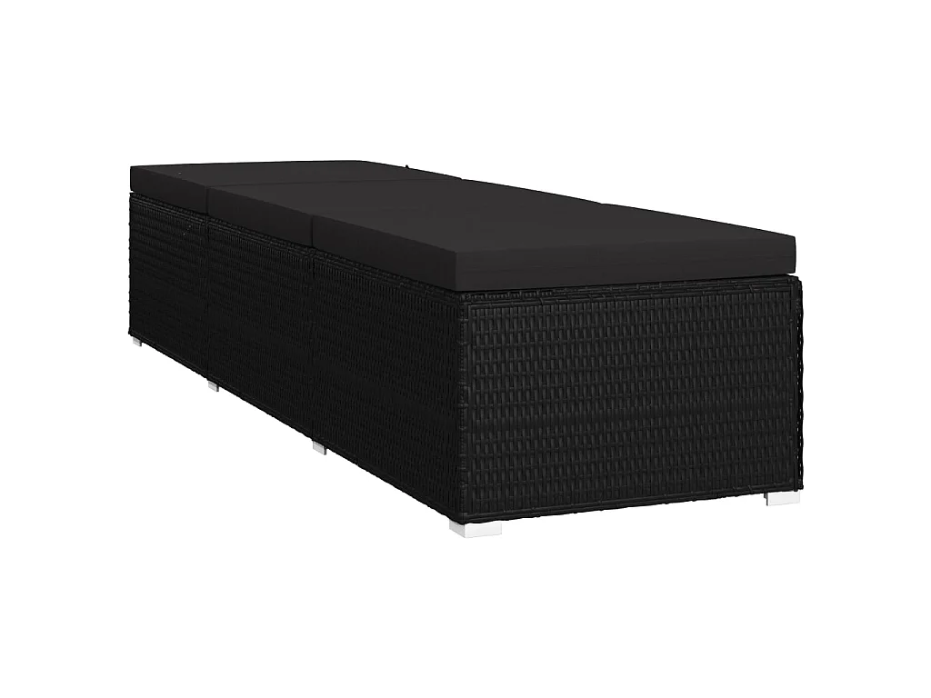 Ligbed met kussen poly rattan zwart NL925205