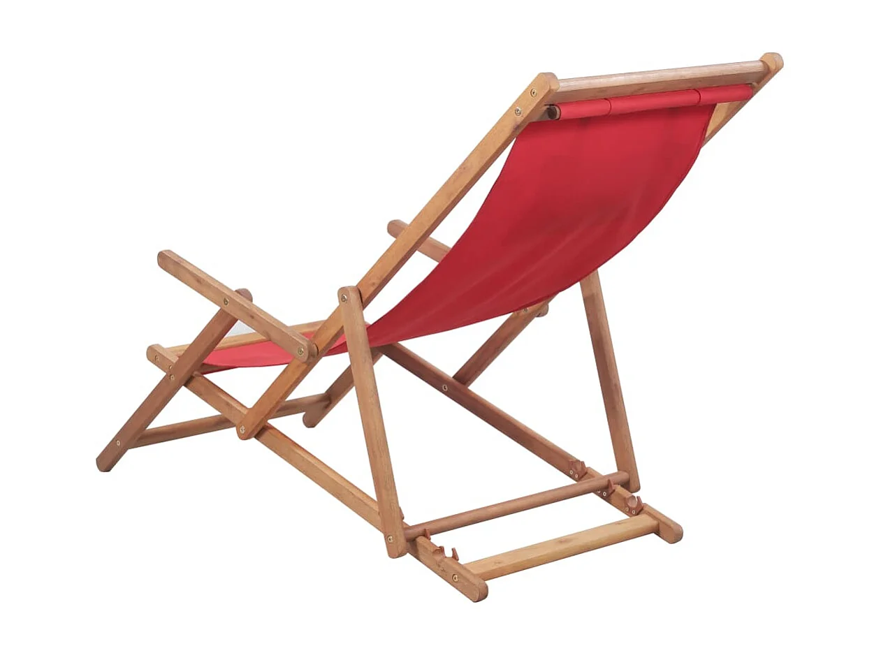 Strandstoel inklapbaar stof en houten frame rood NL950216