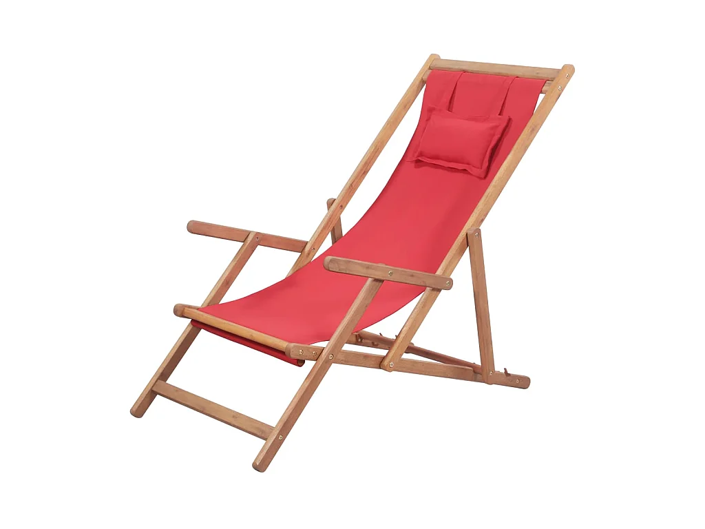 Bain de soleil pliable de plage Tissu et cadre en bois Rouge SEF71177