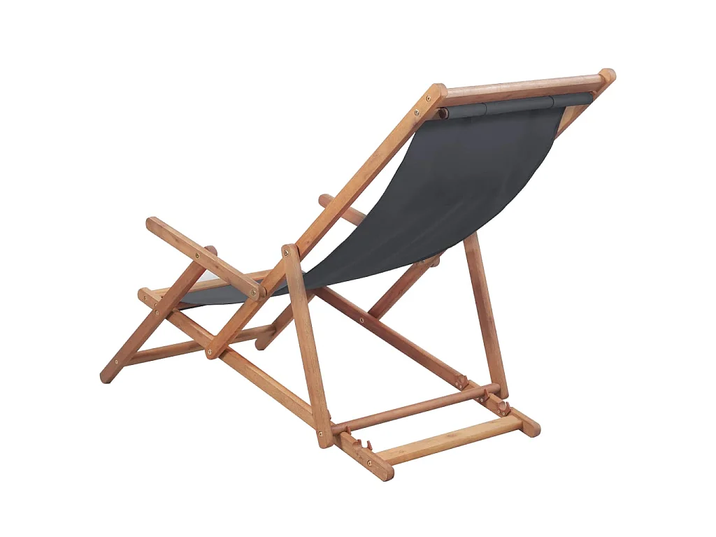Bain de soleil pliable de plage Tissu et cadre en bois Gris SEF20934