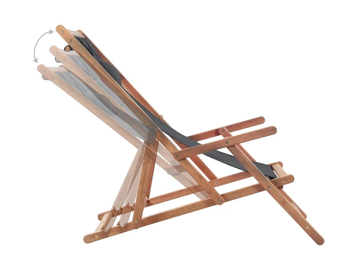 Bain de soleil pliable de plage Tissu et cadre en bois Gris SEF20934