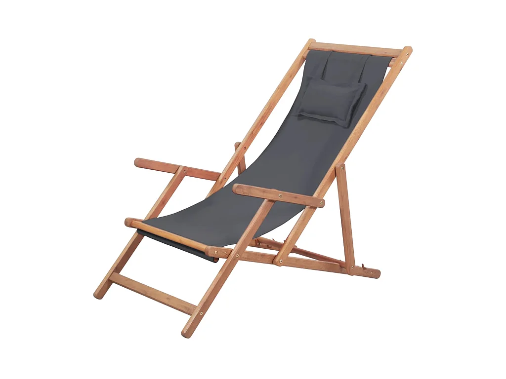 Strandstoel inklapbaar stof en houten frame grijs NL452651