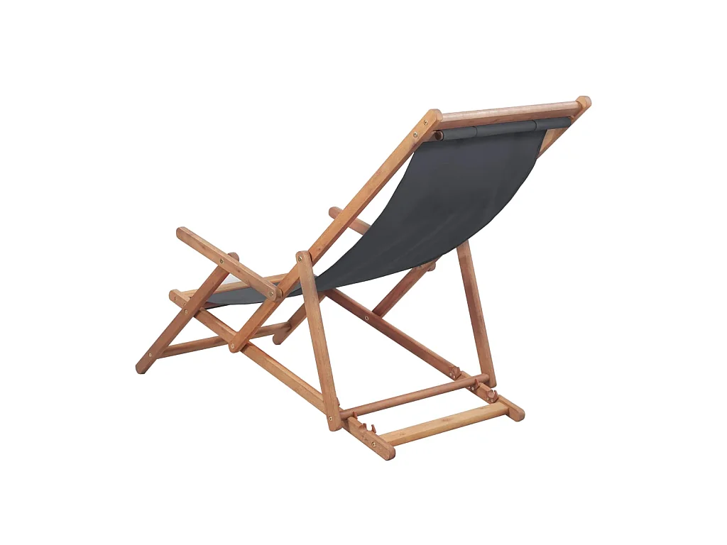 Bain de soleil pliable de plage Tissu et cadre en bois Gris SEF20934