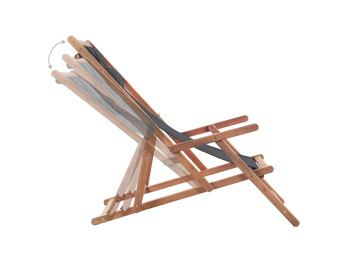 Bain de soleil pliable de plage Tissu et cadre en bois Gris SEF20934