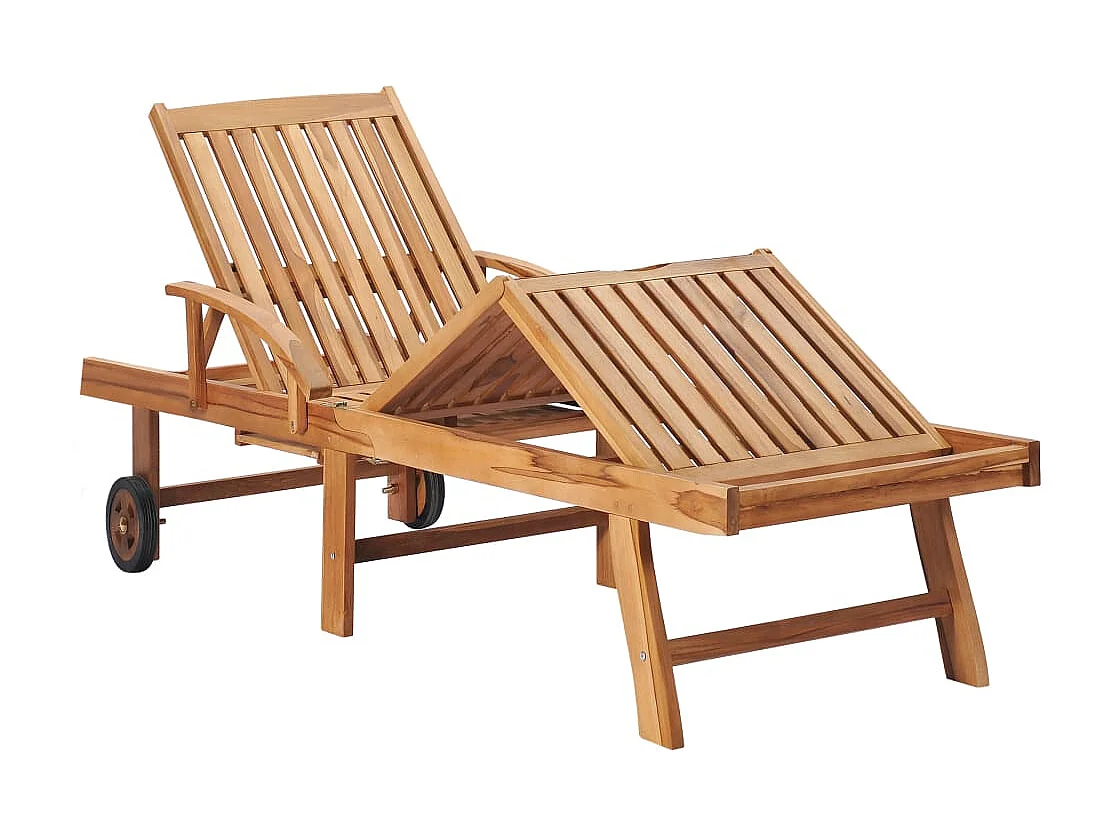 Bain de soleil avec coussin rouge bordeaux Bois de teck solide SEF88930