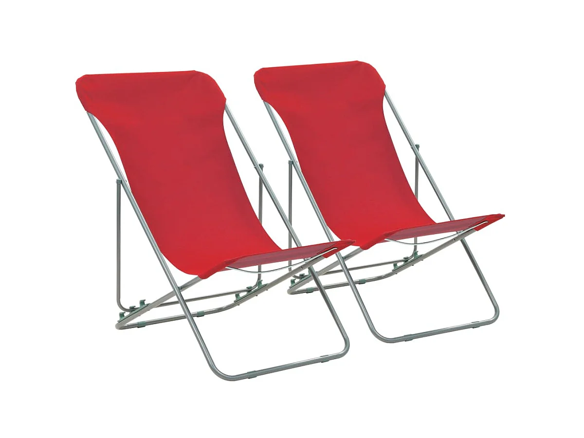 Bains de soleil pliables 2 pcs Acier et tissu oxford Rouge SEF51118