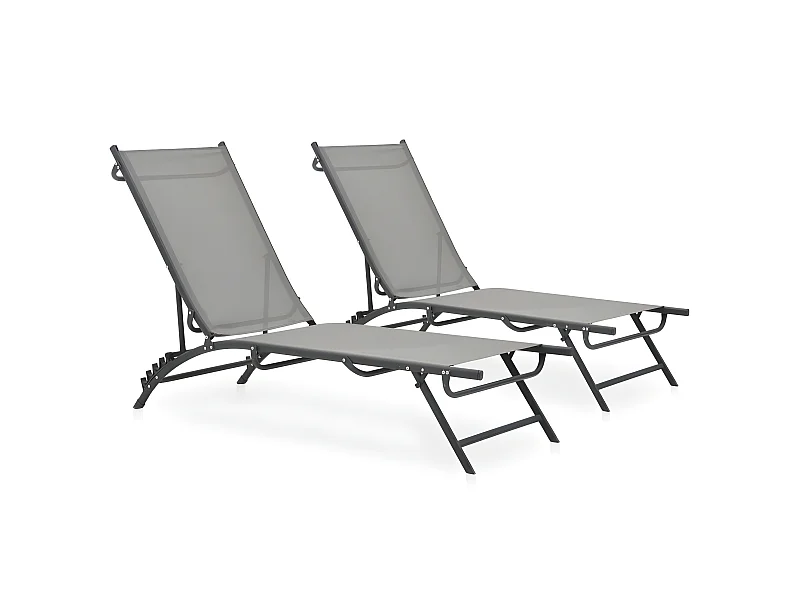 Tumbonas 2 unidades textilene y acero ES59550