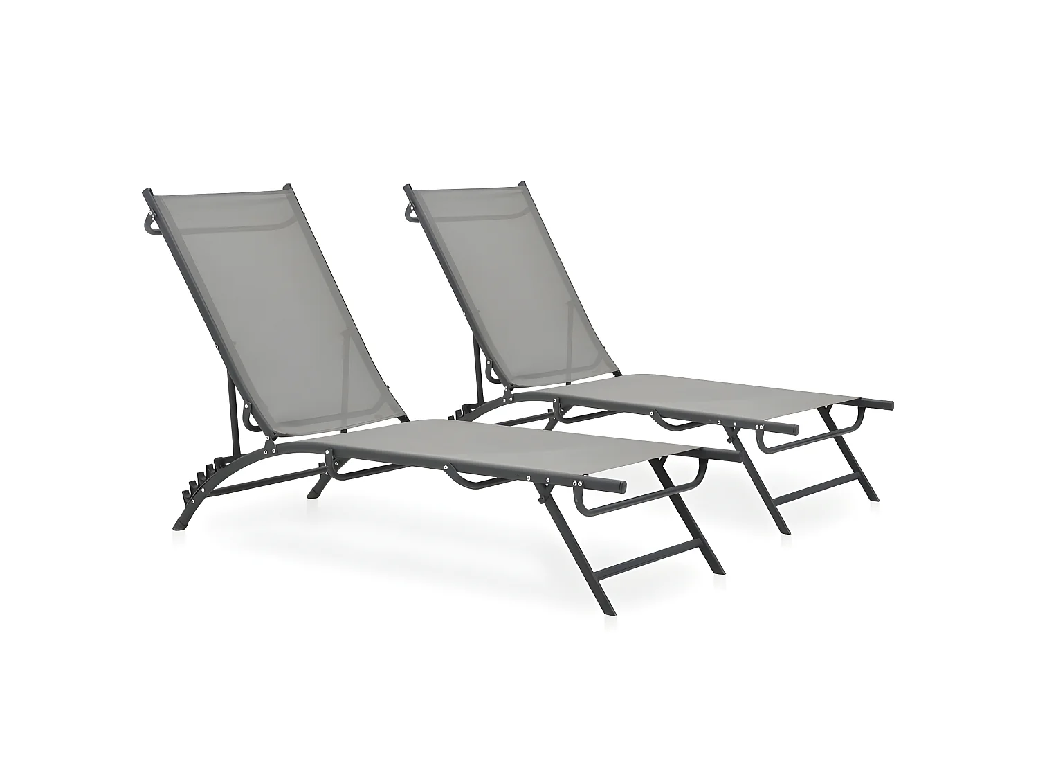 Bains de soleils 2 pcs Textilène et acier SEF12833