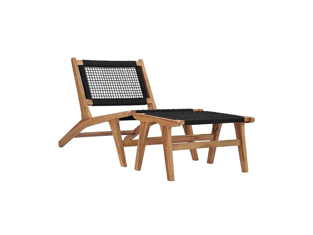 Bain de soleil avec repose-pied Bois de teck solide et corde SEF58759