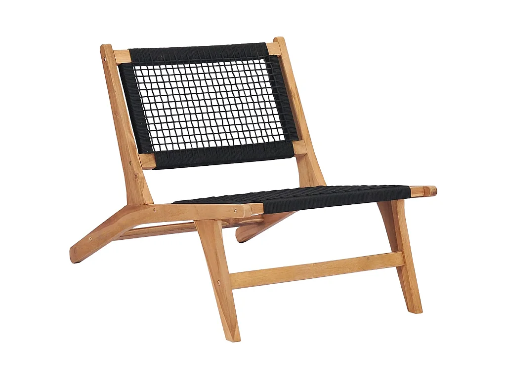 Bain de soleil avec repose-pied Bois de teck solide et corde SEF58759