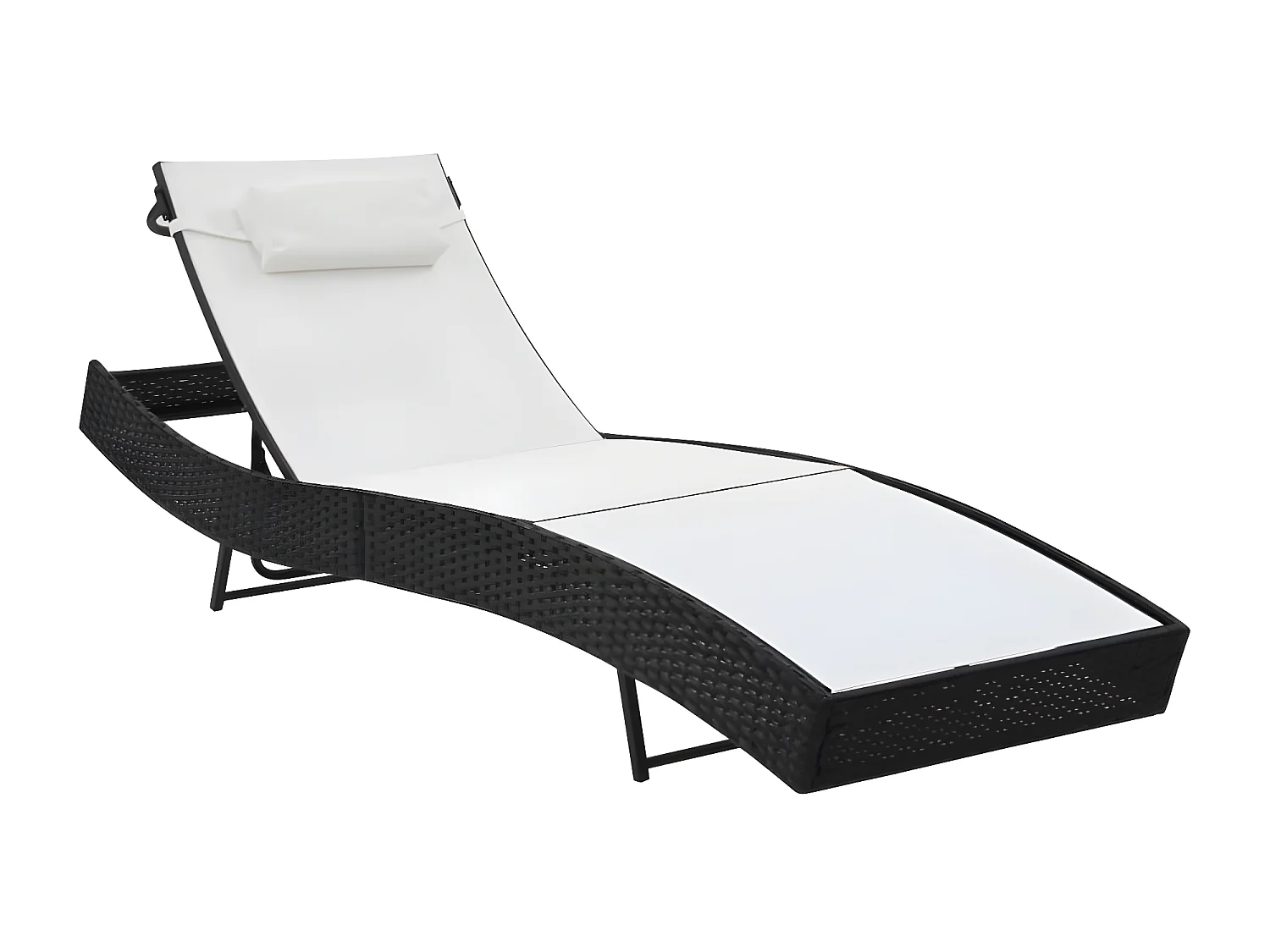 Bains de soleils 2 pcs et table Résine tressée et textilène Noir SEF64560