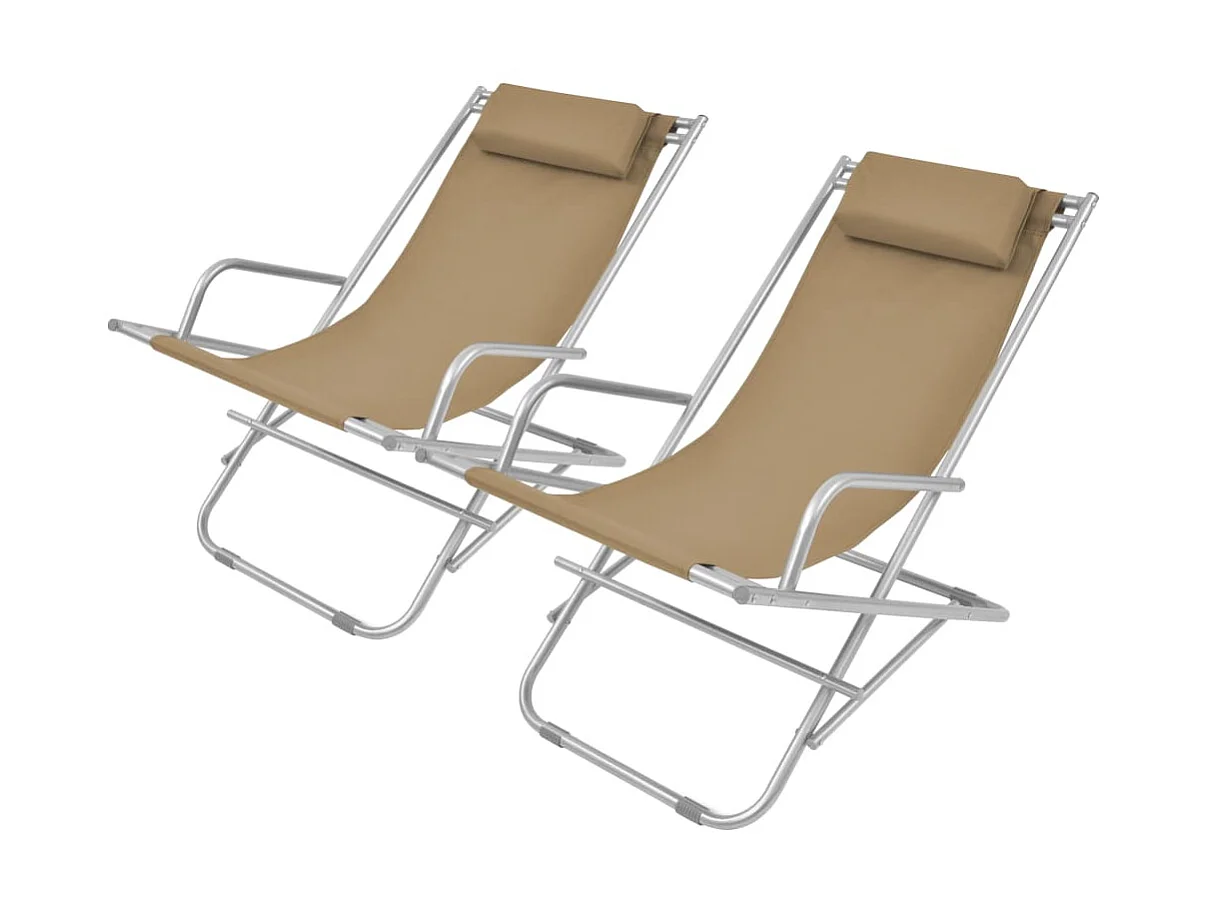 Chaises inclinables de terrasse 2 pcs Acier Taupe SEF61147