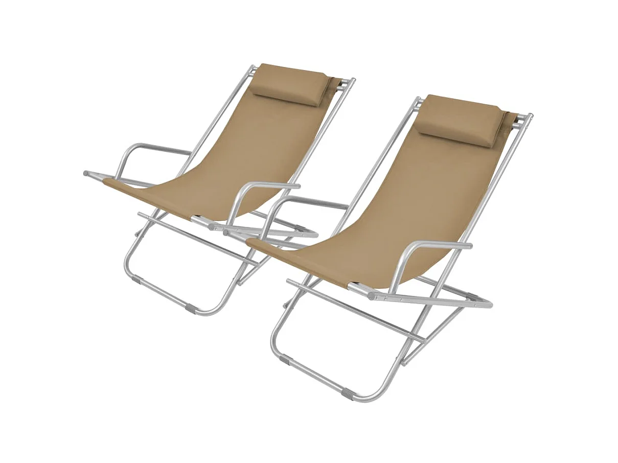 Chaises inclinables de terrasse 2 pcs Acier Taupe SEF61147