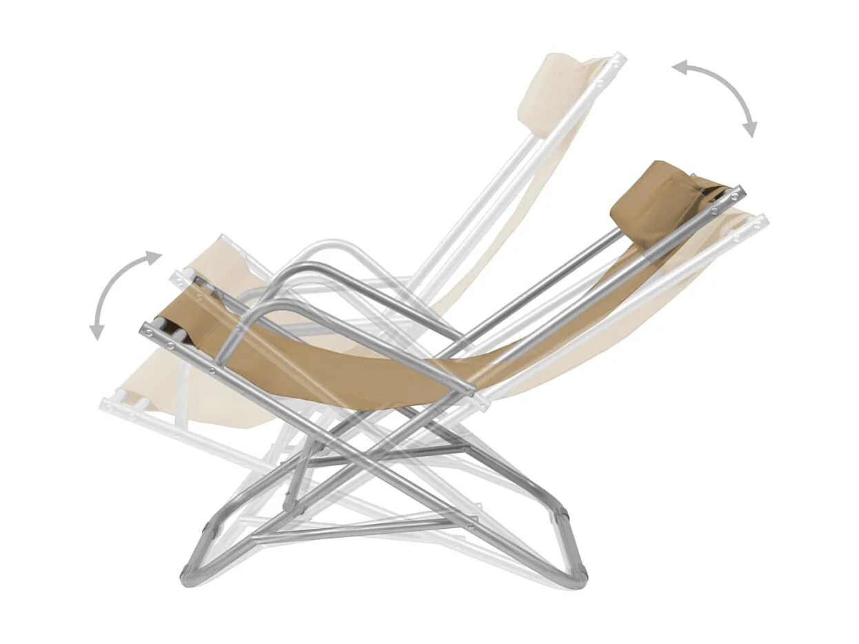 Chaises inclinables de terrasse 2 pcs Acier Taupe SEF61147