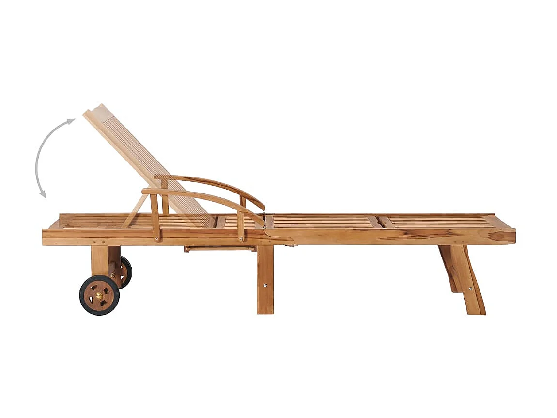 Bain de soleil avec table et coussin Bois de teck solide SEF62513