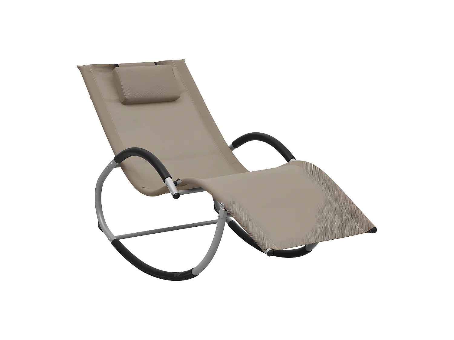 Bain de soleil avec oreiller Taupe Textilène SEF40308