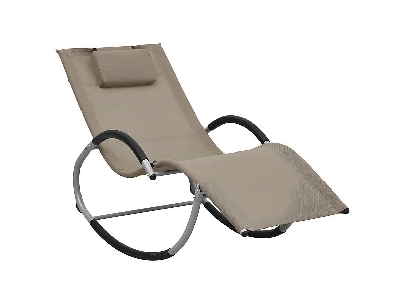 Bain de soleil avec oreiller Taupe Textilène SEF40308