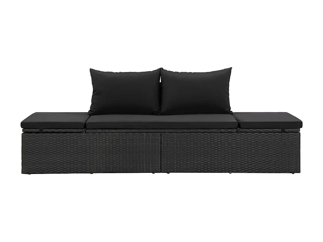 Bain de soleil avec coussin Résine tressée Noir SEF77363