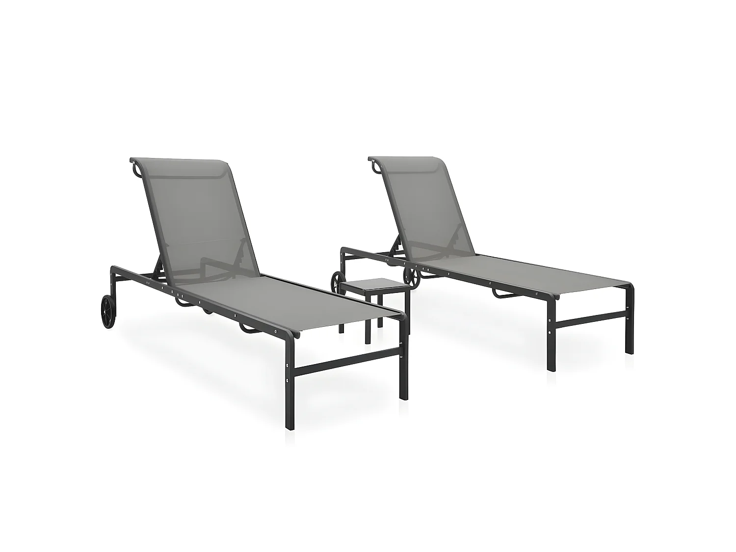 Bains de soleils 2 pcs avec table Textilène et acier SEF29298