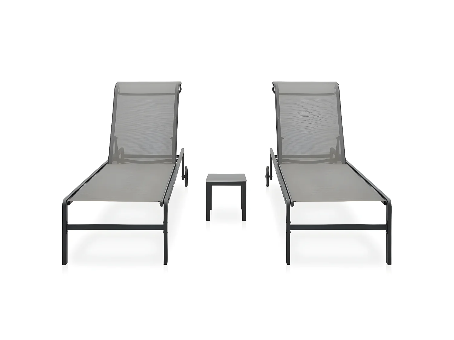 Bains de soleils 2 pcs avec table Textilène et acier SEF29298