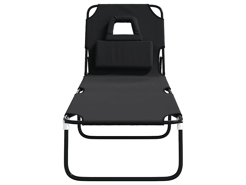 Bain de soleil pliante noir tissu oxford acier enduit de poudre PEWV35935