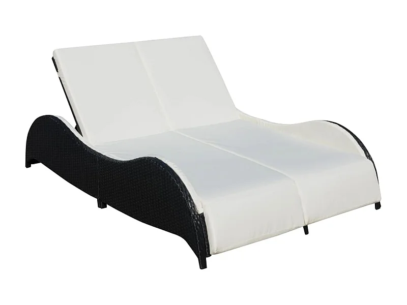 Bain de soleil double avec coussin Résine tressée Noir SEF67415