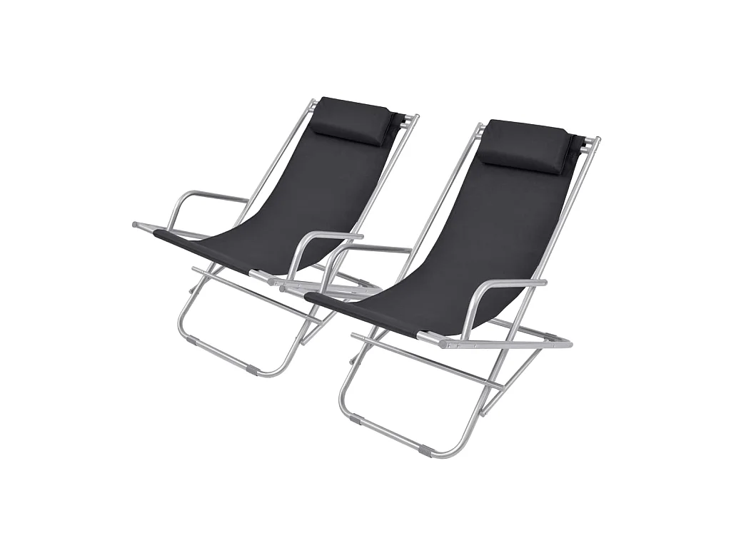 Chaises inclinables de terrasse 2 pcs Acier Noir SEF93954