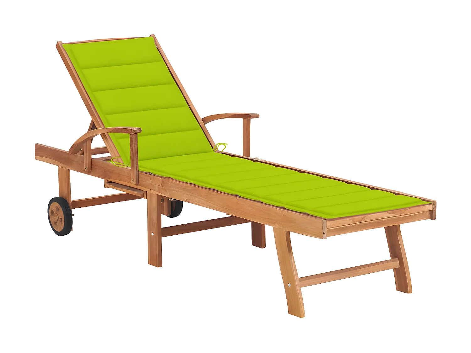 Bain de soleil avec coussin vert vif Bois de teck solide PEWV47309